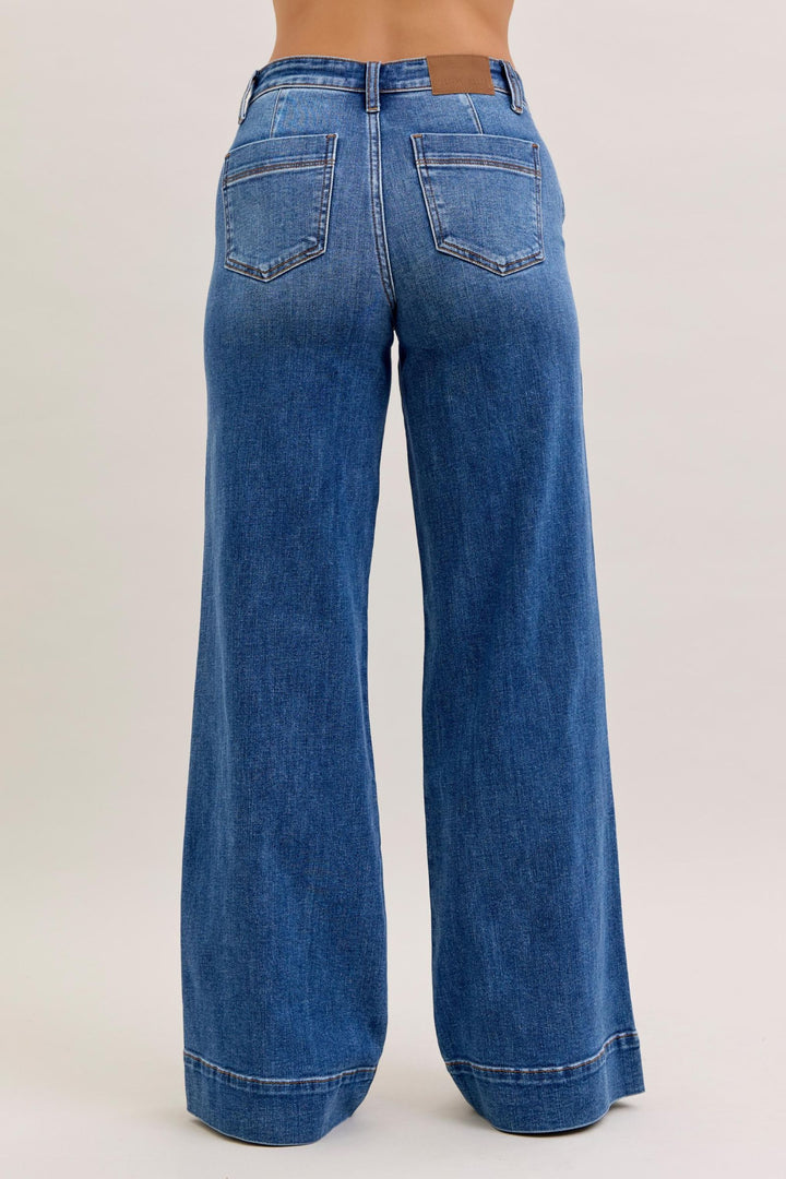 Mid Rise Wide Leg Trouser