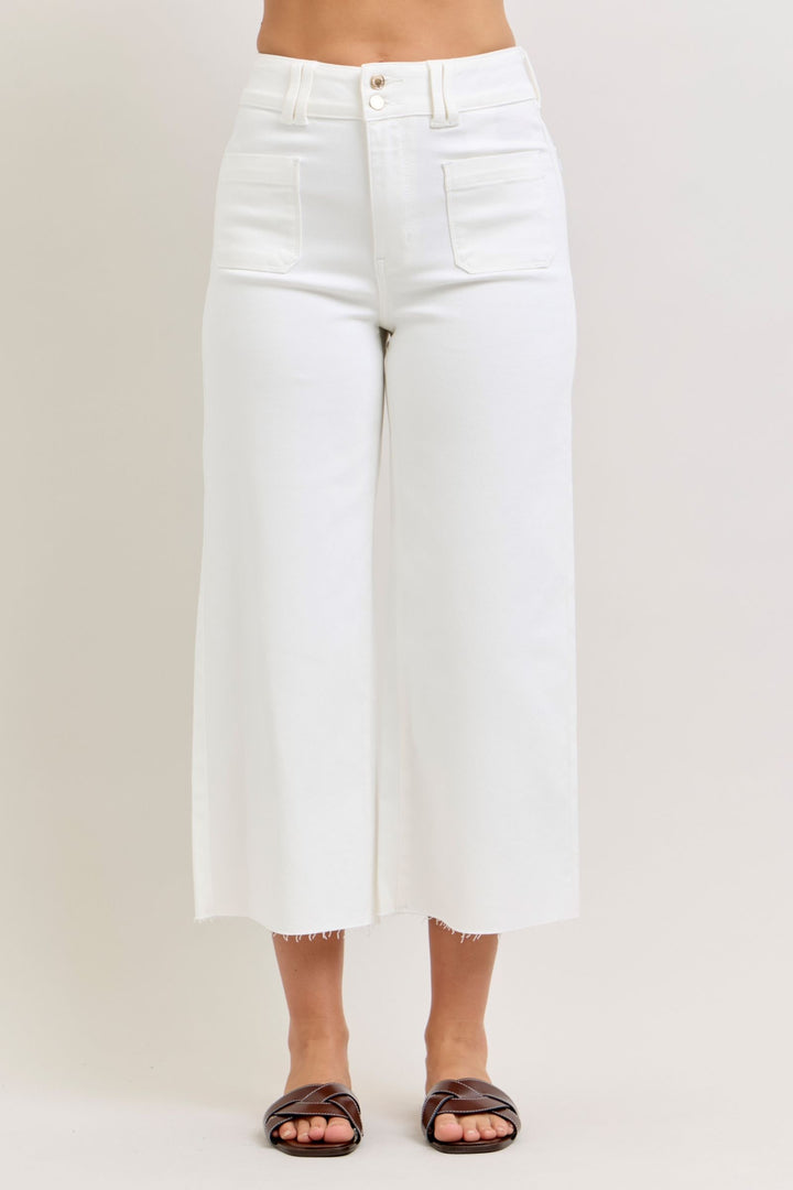 Judy Blue "Ivory Lane" High Rise Wide Leg Crop Jean