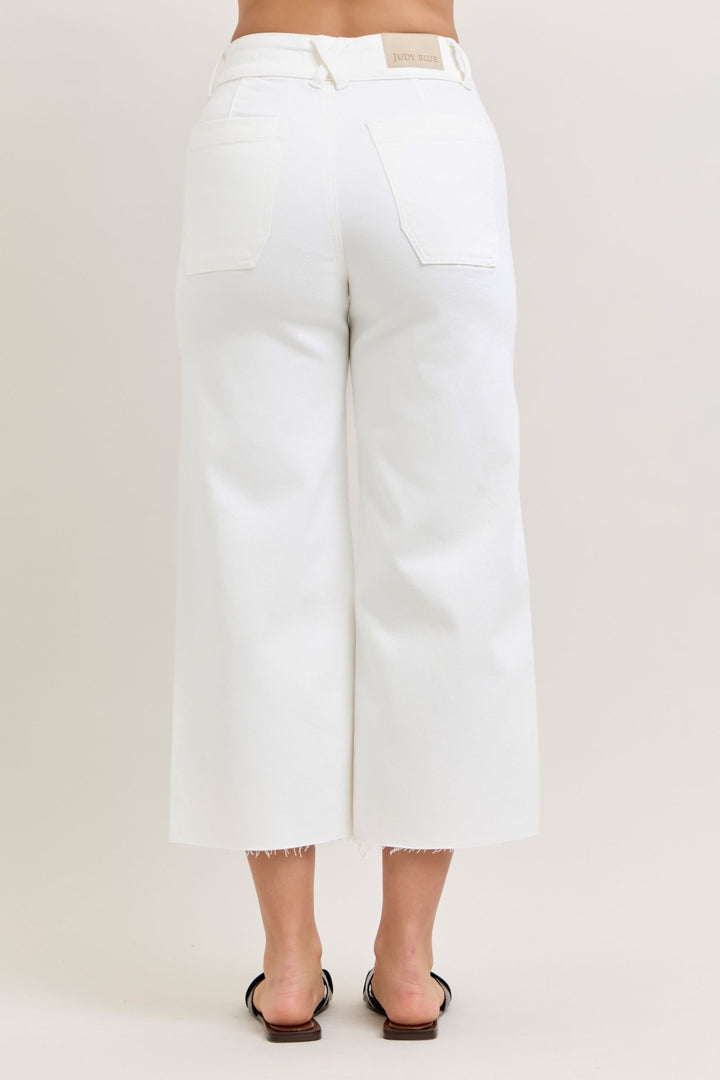 Judy Blue "Ivory Lane" High Rise Wide Leg Crop Jean