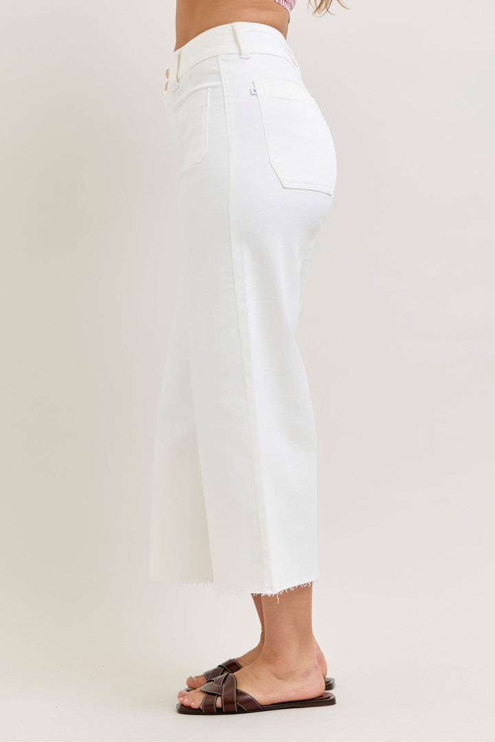 Judy Blue "Ivory Lane" High Rise Wide Leg Crop Jean