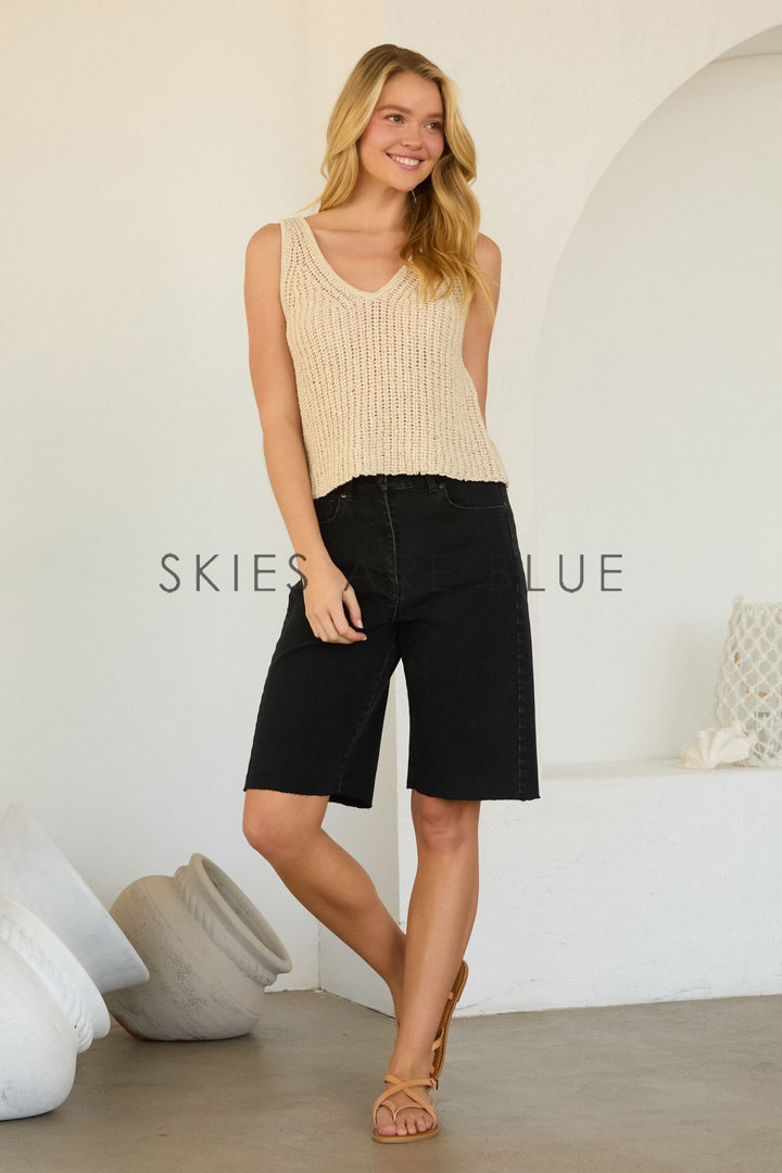 Skies are Blue V neck Knit Top