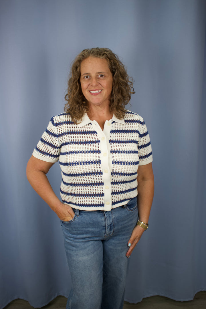 Hallie Striped Short Sleeve Sweater Shirt
