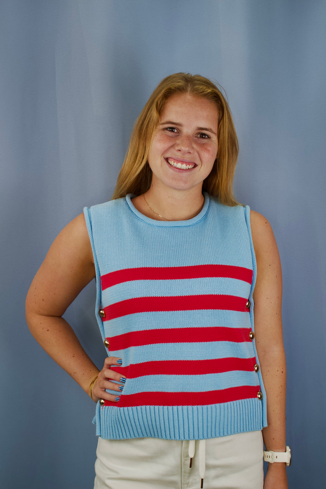 Striped Sleeveless Knit Top