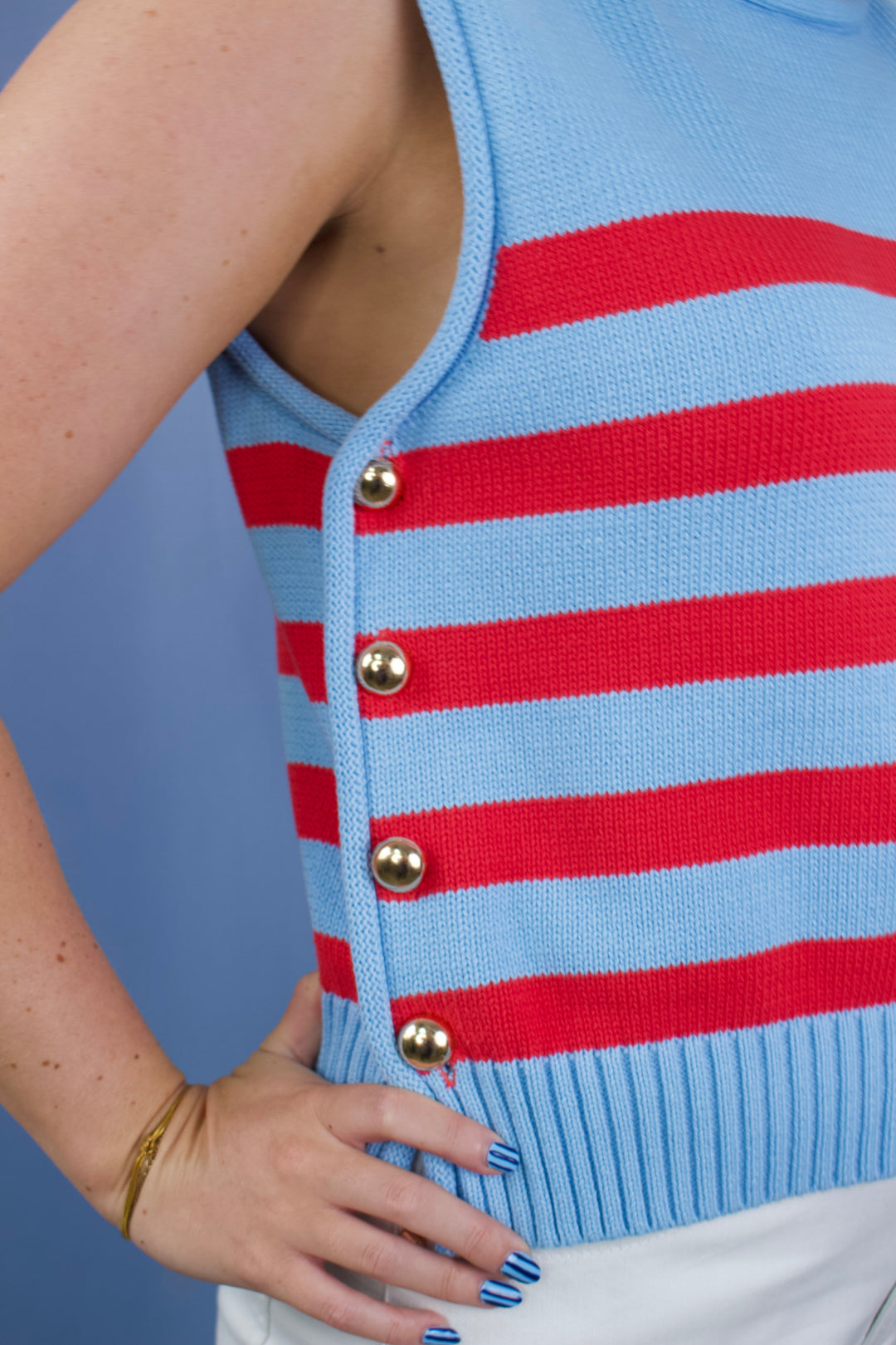 Striped Sleeveless Knit Top