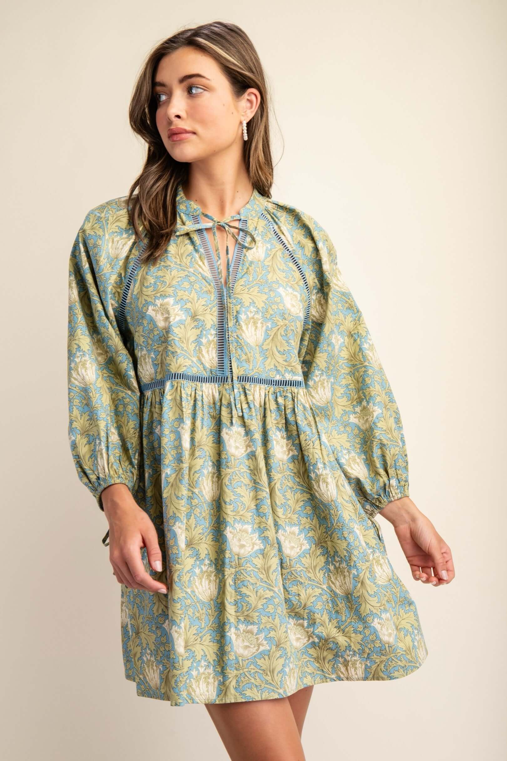 Sage and Blue Baby Doll Dress