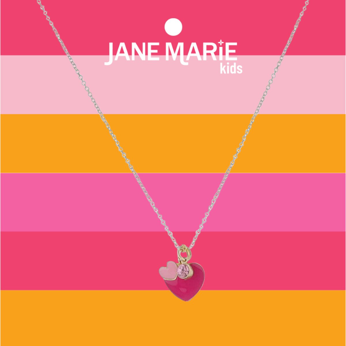 14" Gold Cable Chain Necklace with Pink Enamel Hearts