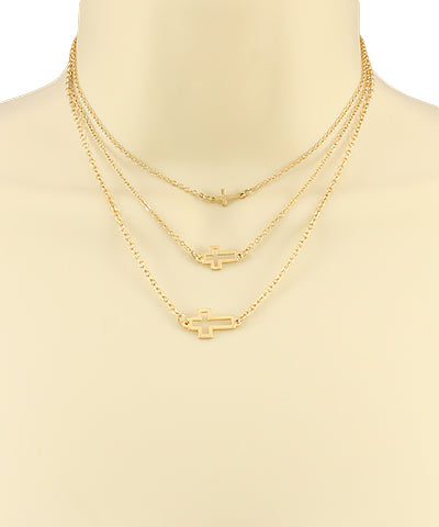 Cross Pendent Trio Chocker Set