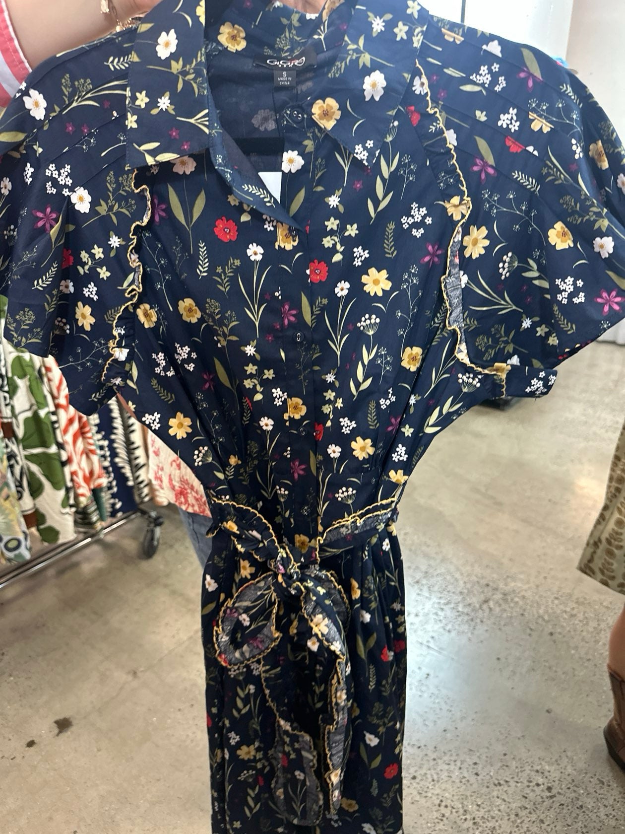 GIGIO Navy Floral Dress Market 8/25