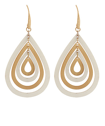 Wood & Metal 4 Layer Teardrop Earrings
