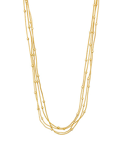 4 Row Layered Thin Dot Chain Necklace
