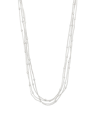 4 Row Layered Thin Dot Chain Necklace