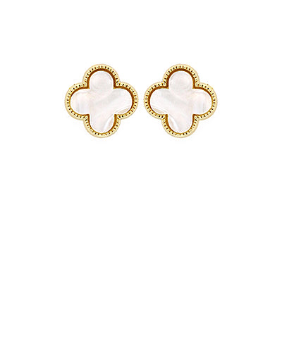 Mother Of Pearl Clover Stud Earring