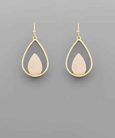 Stone Teardrop Earrings