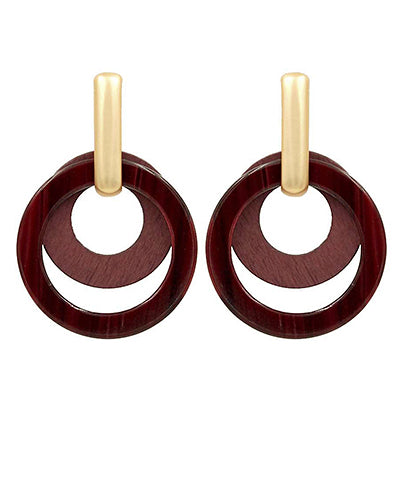 Layer Wood &amp; Acetate Circle Earrings