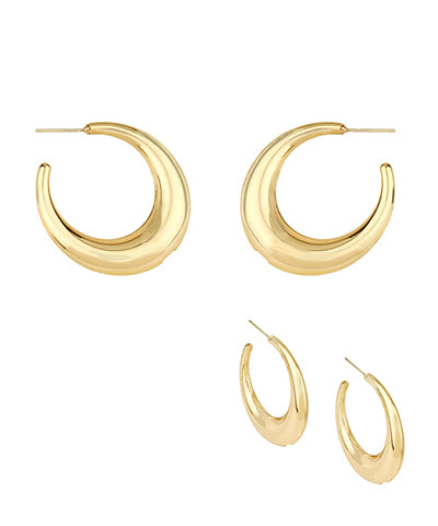 Puffy Horn Shaped Hoops gold