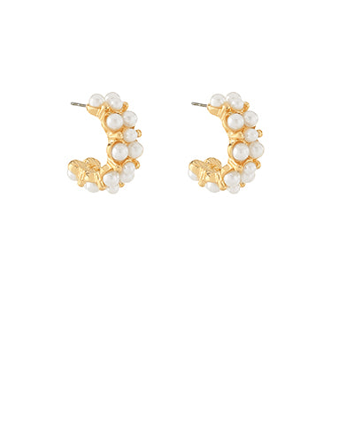 Pave Pearl Metal Open Hoops