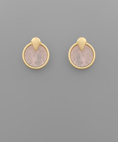 Semi Precious Disc Earring