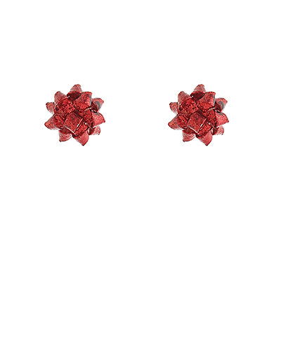 Christmas Bow Stud Earrings Red