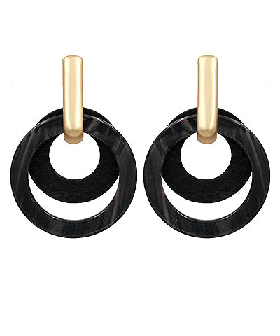 Layer Wood &amp; Acetate Circle Earrings