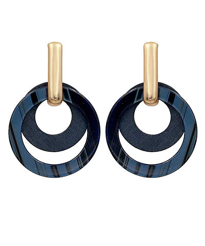 Layer Wood &amp; Acetate Circle Earrings