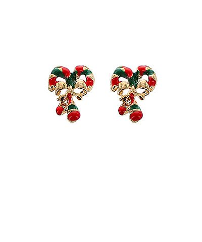 Enamel Candy Cane Stud