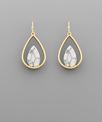 Stone Teardrop Earrings