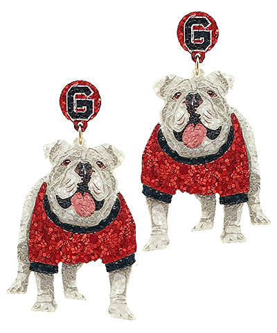 Georgia Bulldog Glitter Earrings