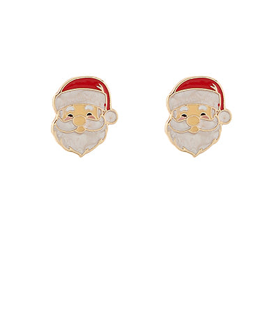 Santa Clause Enamel Stud Earring