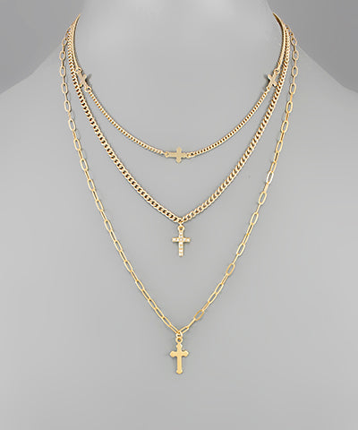 3 Cross Charm Necklace