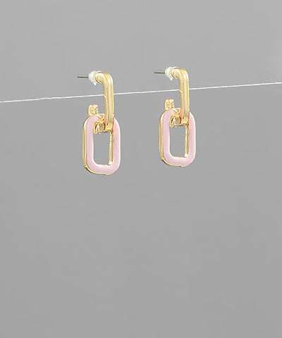 Epoxy Rectangle Link Earrings