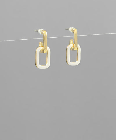 Epoxy Rectangle Link Earrings