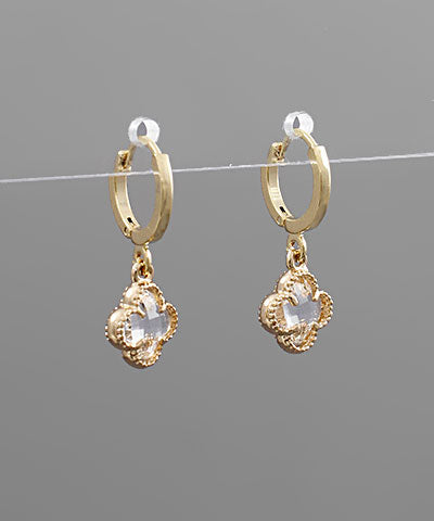 Glass Clover Dangle Earrings