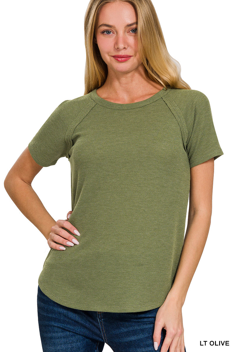 Baby Waffle Knit -Light Olive