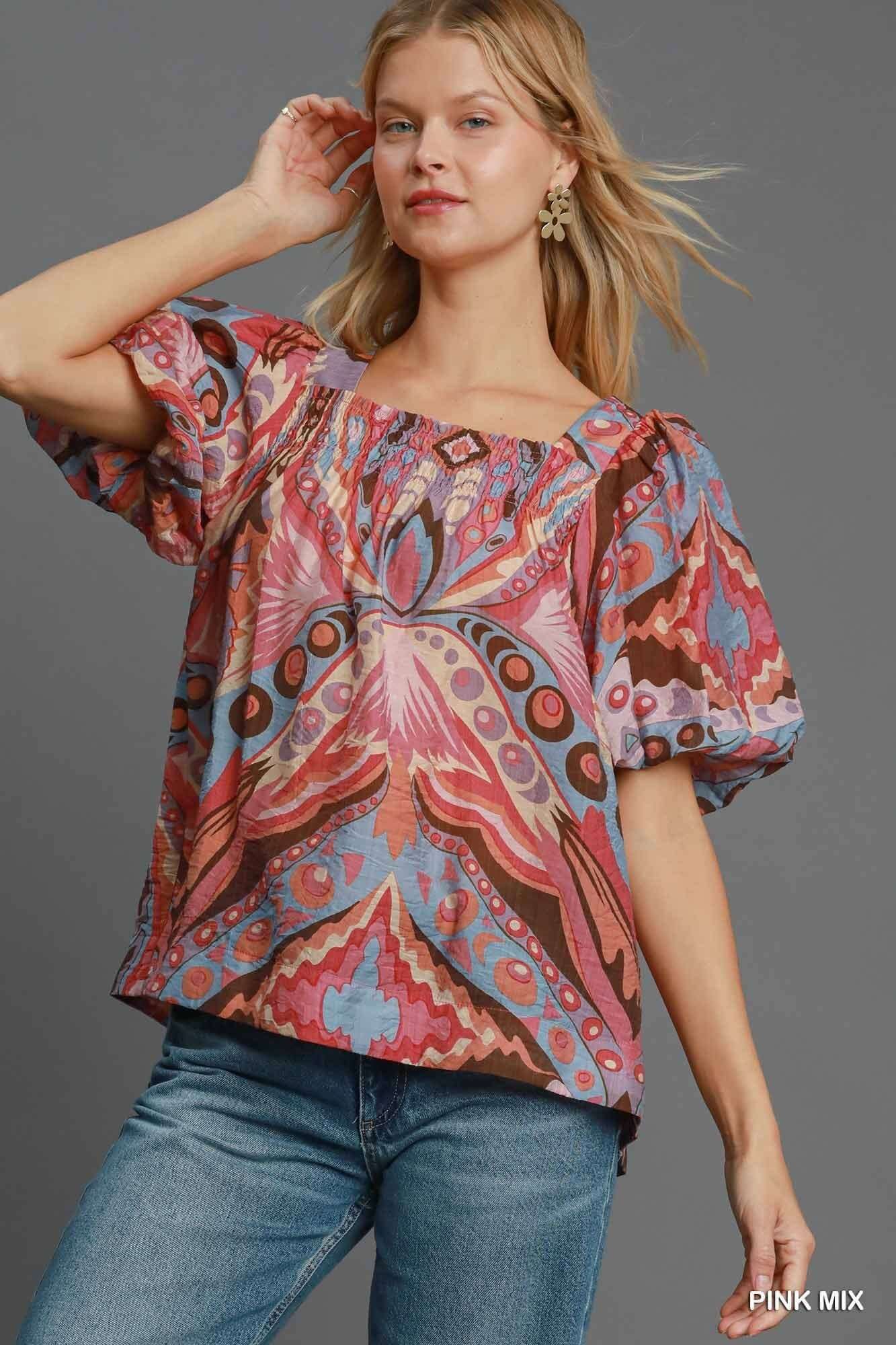 Vivid Canvas Abstract Top