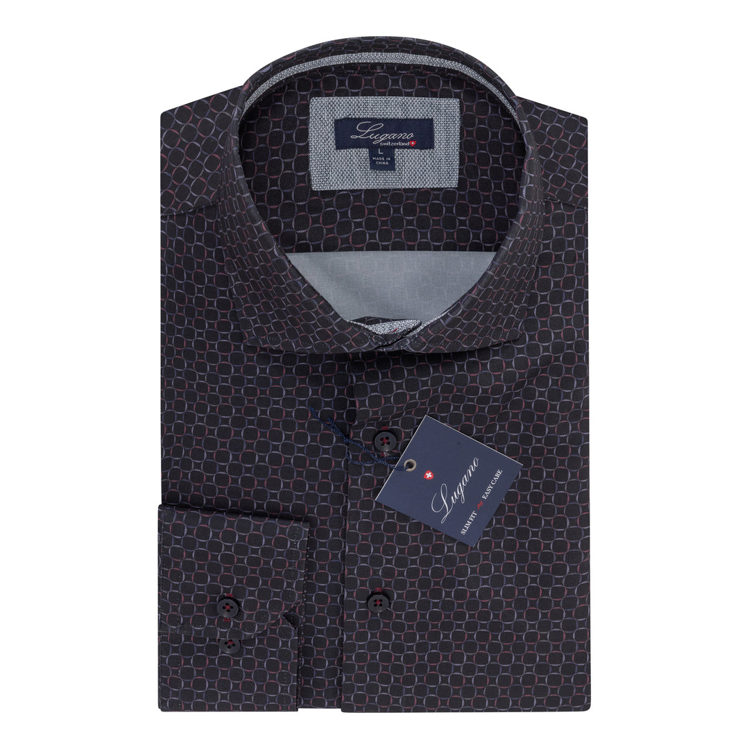 black patterned button up shirt 