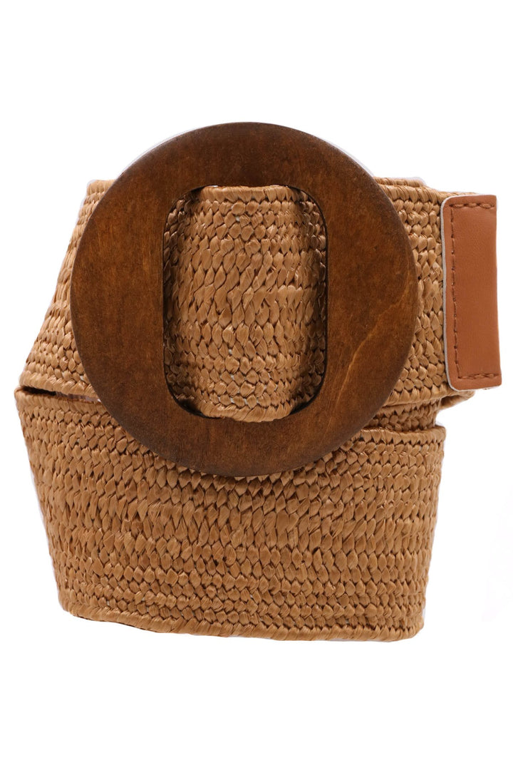 Large Wooden Circle Elastic Belt brown