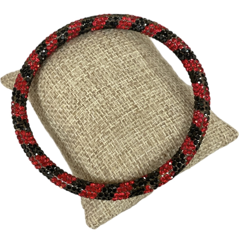 RED & BLACK RHINESTONE BANGLE SET (3 BRACELETS)