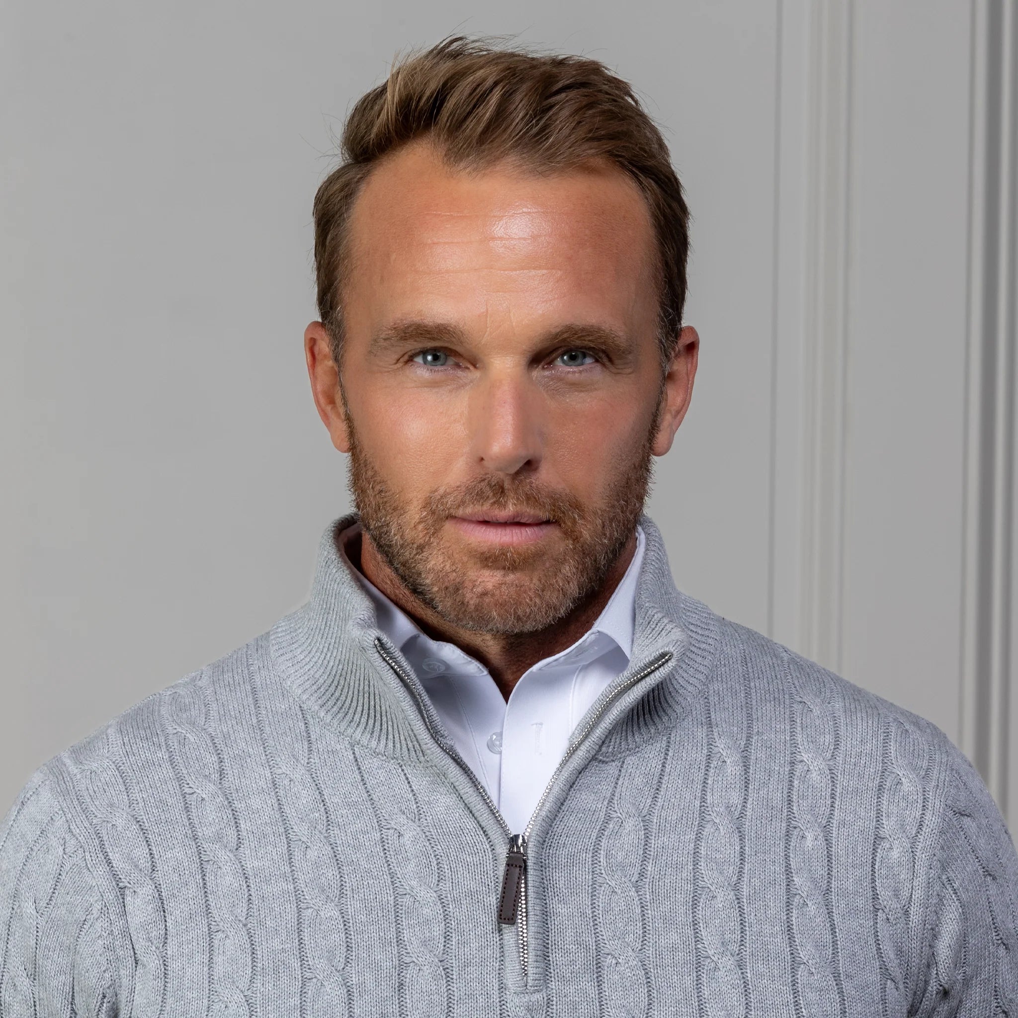 Collars & Co. Kensington Cable Knit Quarter Zip Sweater