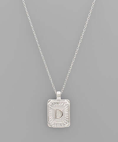 Initial Necklace Silver D