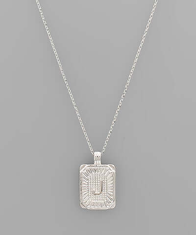 Initial Necklace Silver J