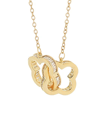 Linked Open Clover Pendant Necklace