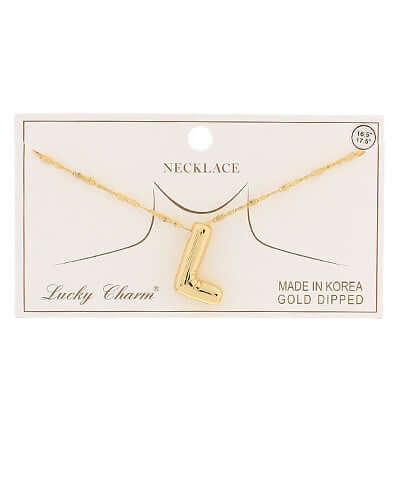 Gold L Balloon Initial Pendant Necklace