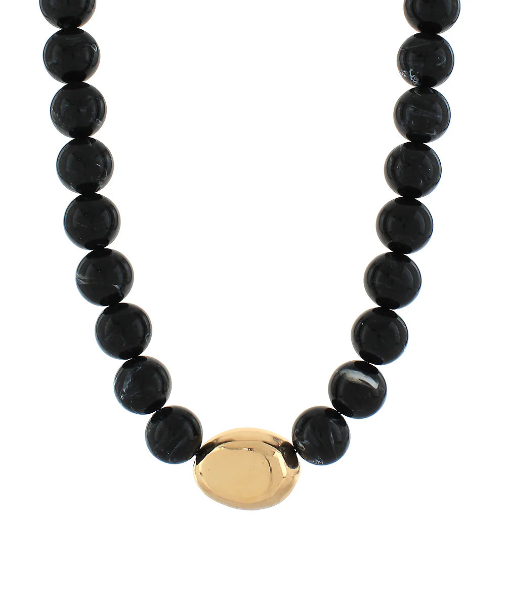 Marble Stone Ball &amp; Accent Organic Necklace