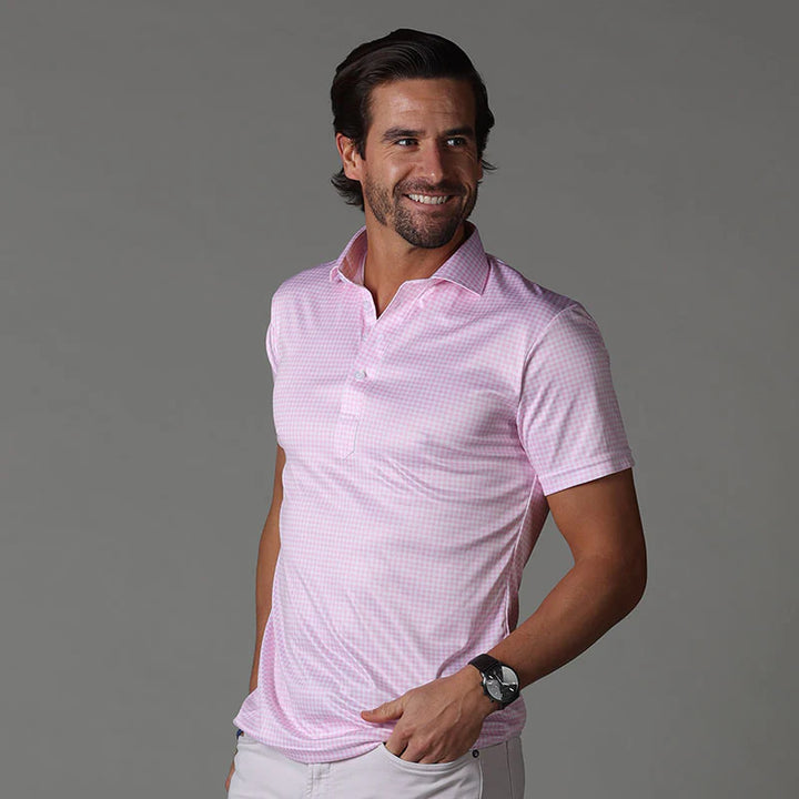 Collars &amp; Co. Semi-Spread Collar Polo Pink Gingham