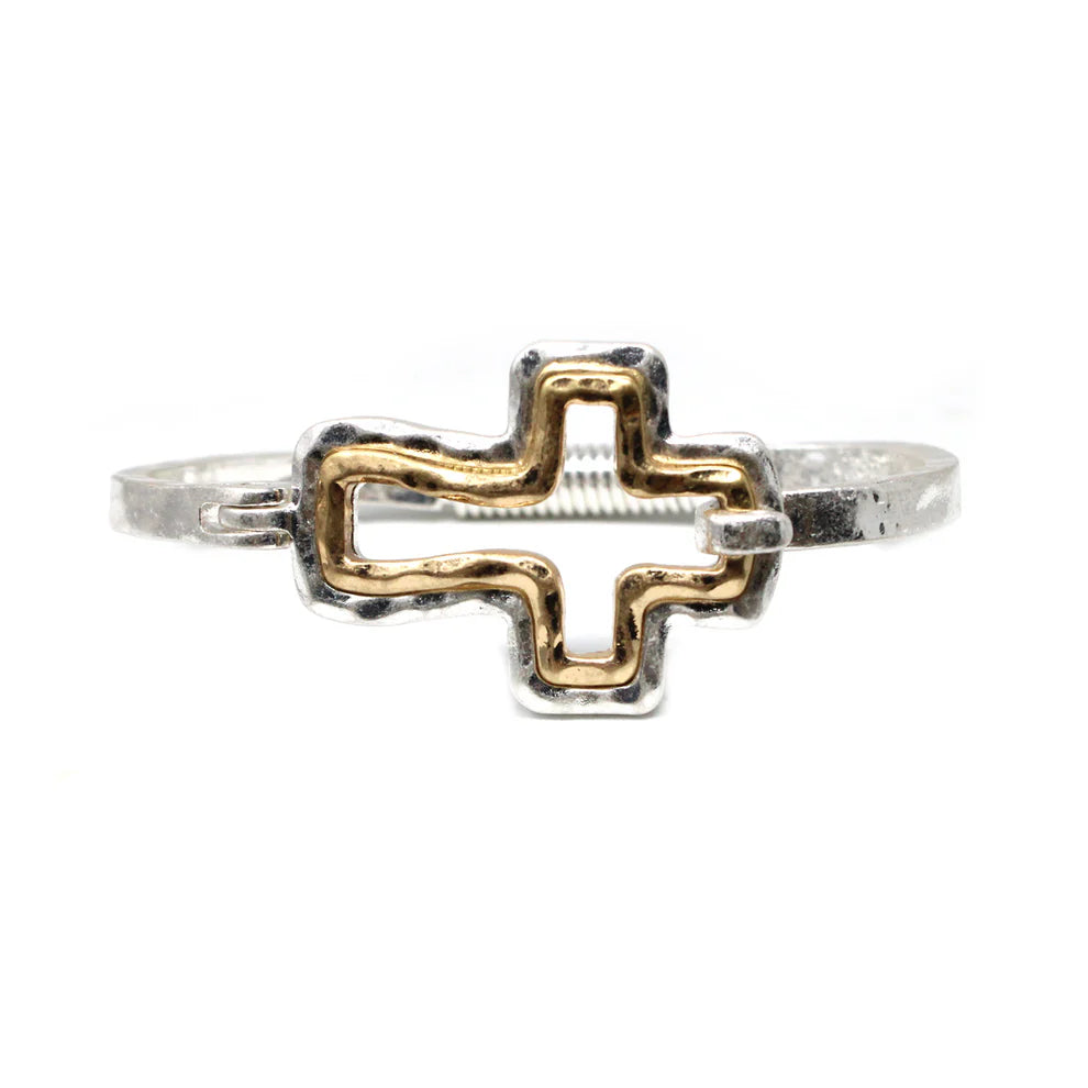 Cross Bangle Worn Silver/Gold