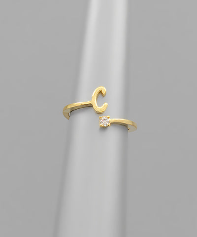 Initial &amp; Crystal Ring gold c