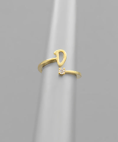 Initial &amp; Crystal Ring gold d 