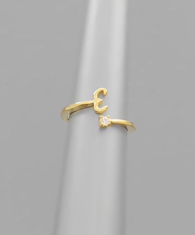 Initial &amp; Crystal Ring gold e