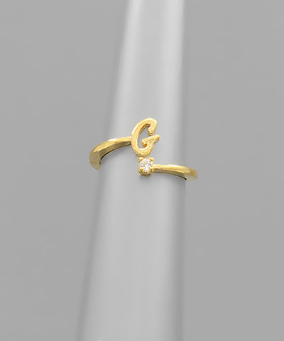Initial &amp; Crystal Ring gold g