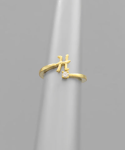 Initial &amp; Crystal Ring gold h
